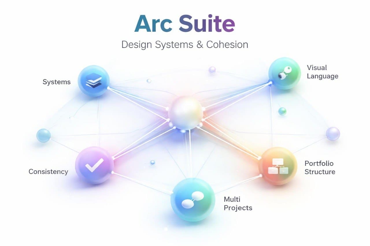 Arc Suite diagram with interconnected nodes on a white background