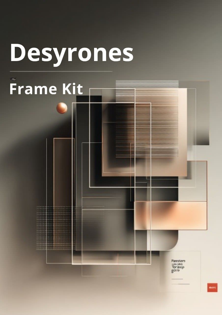Desyrones Frame Kit with geometric design elements on a gradient background