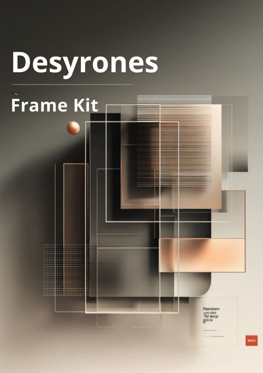 Desyrones Frame Kit with geometric design elements on a gradient background