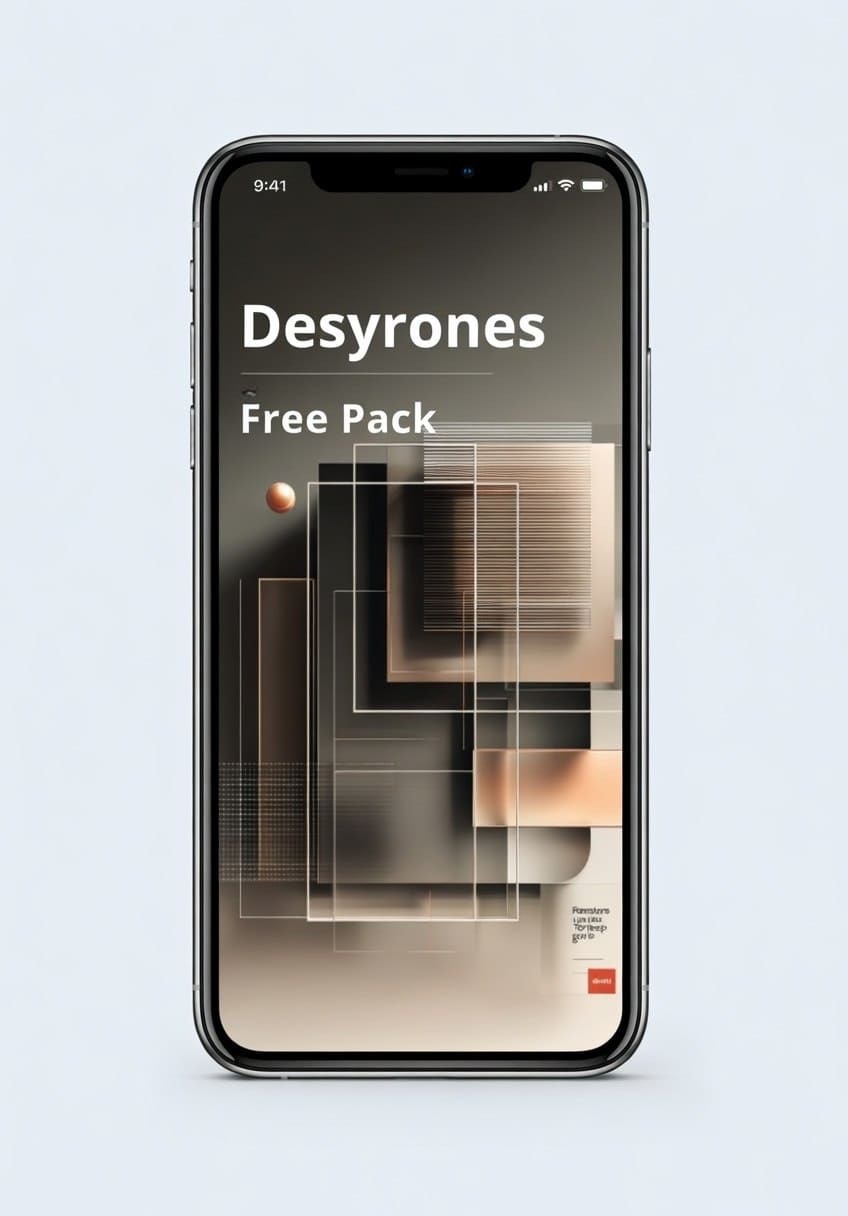 Smartphone displaying 'Desyrones Free Pack' on a light gray background