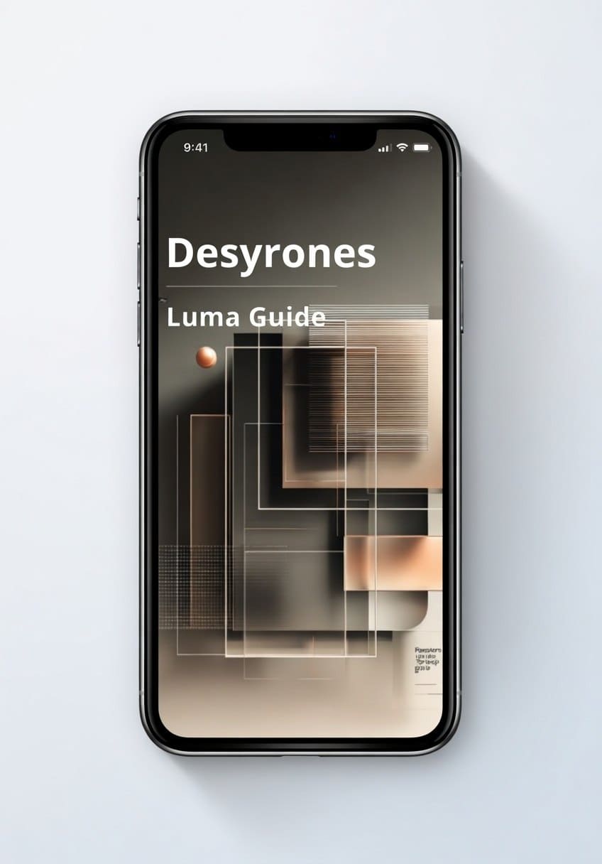 Smartphone displaying the Desyrones Luma Guide app on a light gray background