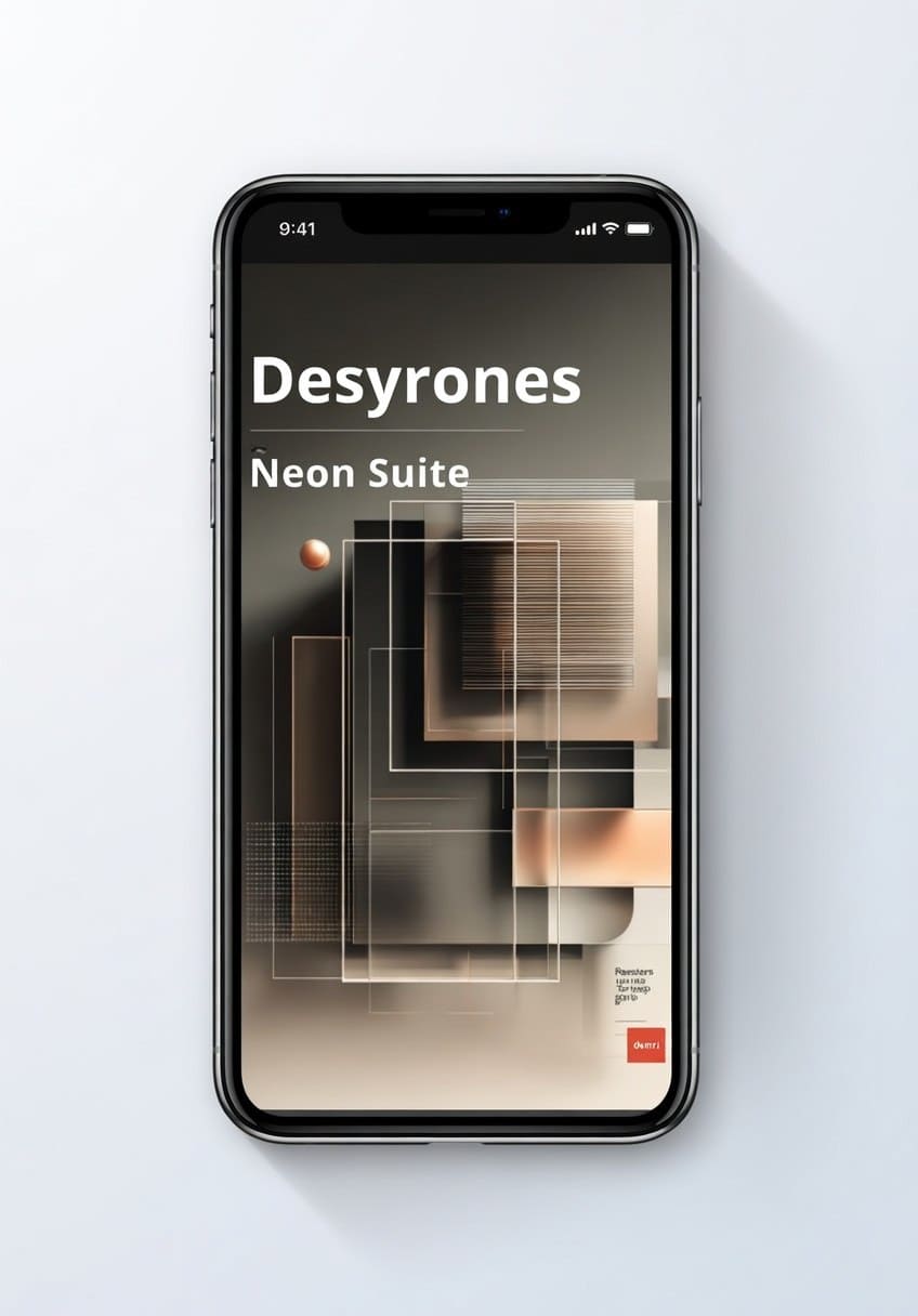 Phone displaying 'Desyrones Neon Suite' on a light gray background