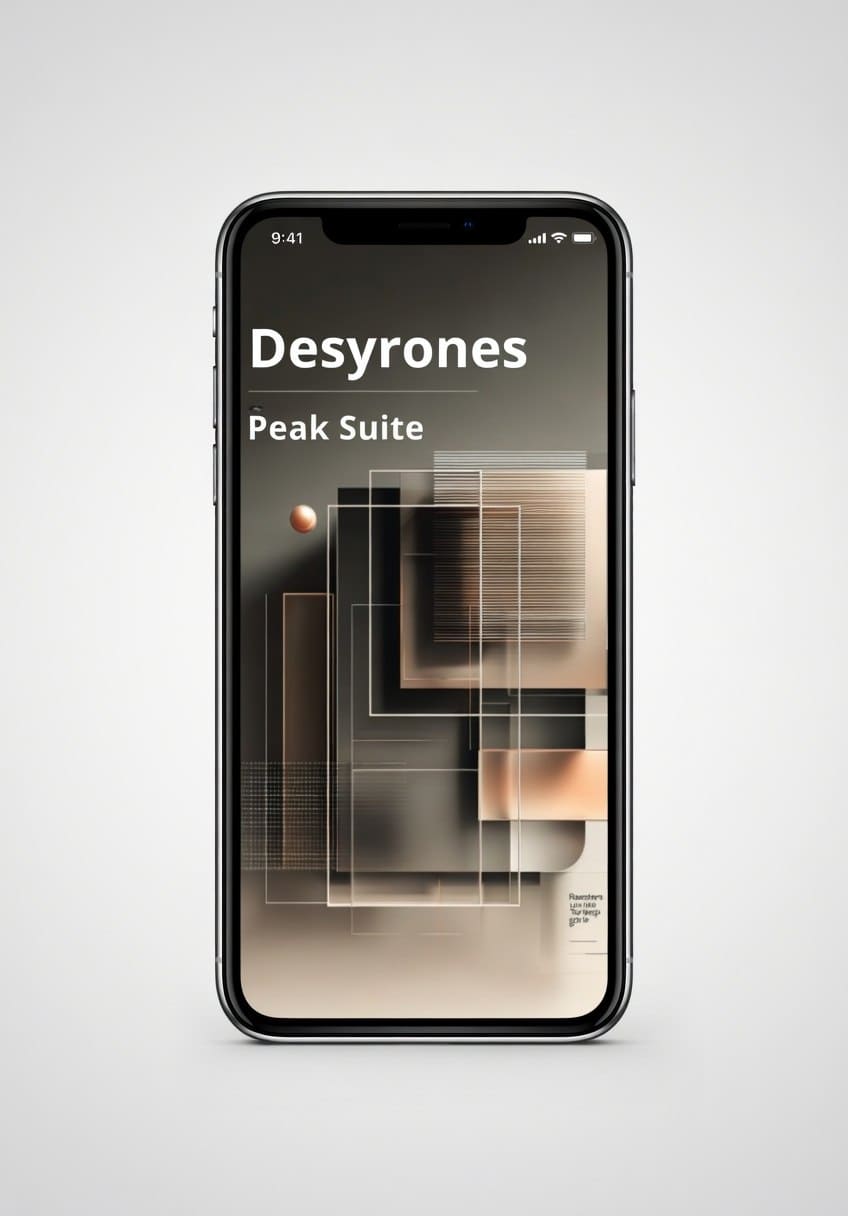 Smartphone displaying the 'Desyrones Peak Suite' on a light gray background