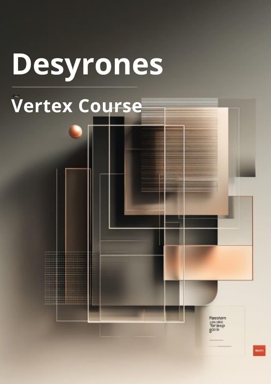 Cover of 'Desyrones Vertex Course' with geometric design and text on a gradient background