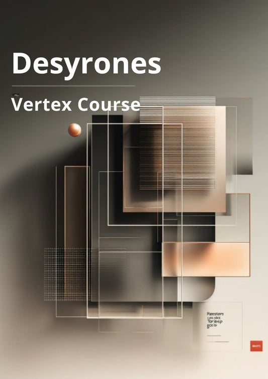 Cover of 'Desyrones Vertex Course' with geometric design and text on a gradient background