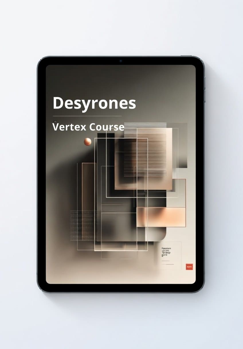 Tablet displaying the Desyrones Vertex Course on a light gray background